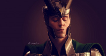 Картинка рисованные кино рога каска брюнет парень локи