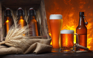 Картинка еда напитки +пиво колоски бутылки пиво бокал кружка пена ящик