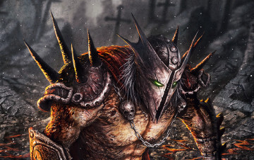 Картинка фэнтези существа воин монстр доспехи шлем черепа