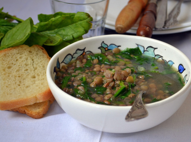 Обои картинки фото еда, первые блюда, бобовые, суп, хлеб