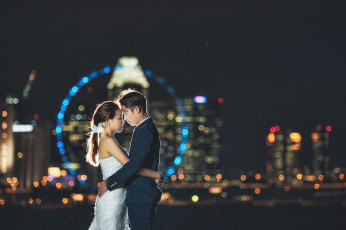 Картинка разное мужчина+женщина любовь огни город ночь пара девушка свадьба романтика парень