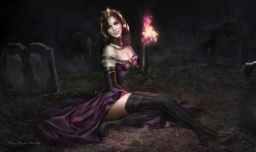 Картинка фэнтези девушки арт эротика necromancer liliana vess magic the gathering платье сидит