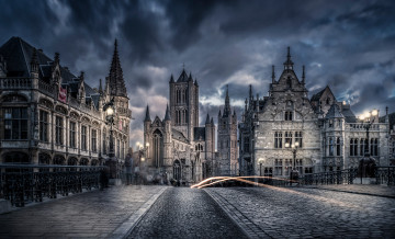 Картинка города -+улицы +площади +набережные гент bridge st michiels бельгия