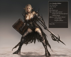 Картинка фэнтези эльфы девушка фон взгляд униформа оружие