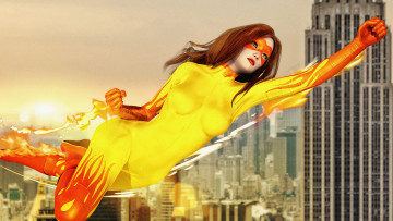 Картинка 3д+графика фантазия+ fantasy полёт фон девушка маска