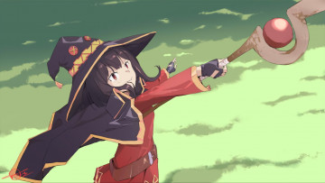 Картинка аниме kono+subarashii+sekai+ni+shukufuku+wo девушка взгляд фон