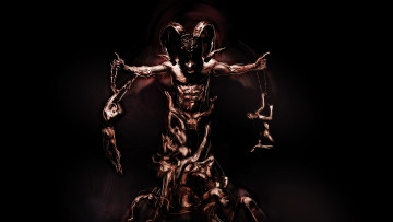 Картинка фэнтези демоны пирамида мужчины существо рога