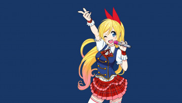 Картинка nisekoi аниме микрофон фон взгляд девушка
