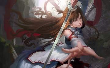 Картинка аниме sword+art+online девушка взгляд фон