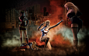 Картинка фэнтези девушки фон город униформа