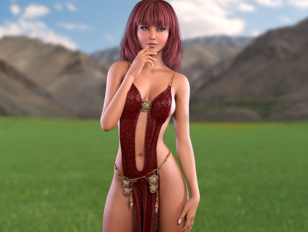 Обои картинки фото 3д графика, люди , people, фон, взгляд, девушка