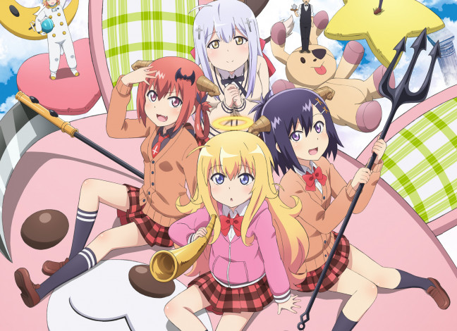 Обои картинки фото аниме, gabriel dropout, взгляд, девушки, фон
