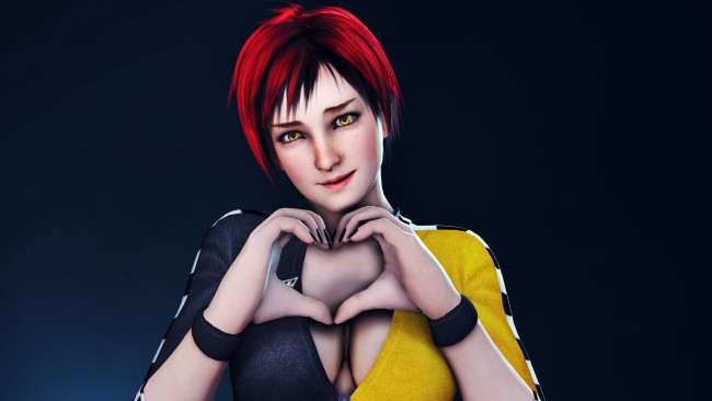 Обои картинки фото 3д графика, люди , people, сердце, фон, девушка