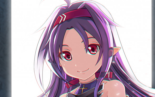 Обои картинки фото аниме, sword art online, взгляд, девушка, фон