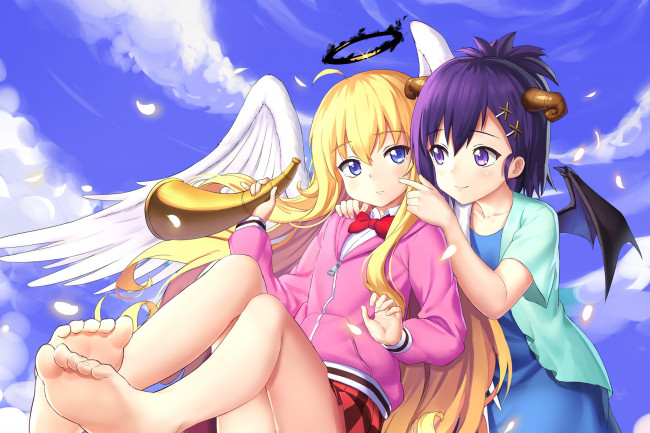 Обои картинки фото аниме, gabriel dropout, фон, взгляд, девушка