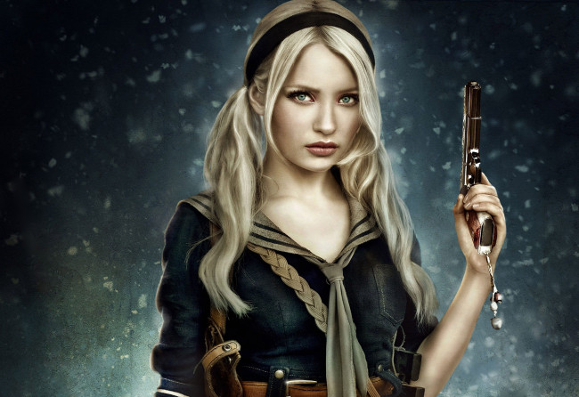Обои картинки фото фэнтези, девушки, девушка, кобура, джинсовка, пистолет, блондинка