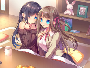 Картинка аниме unknown +другое+ девушки взгляд фон