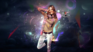 Картинка разное компьютерный+дизайн коллибри улыбка взгляд фон девушка