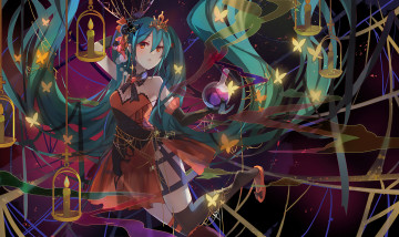 Картинка аниме vocaloid девушка взгляд фон