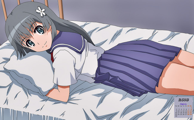 Обои картинки фото календари, аниме, 2018, взгляд, девушка