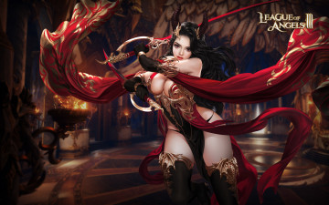 Картинка видео+игры league+of+angels мечи рога девушка зал