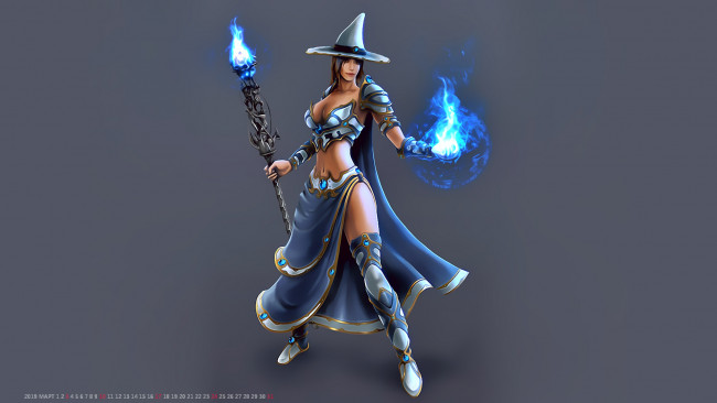 Обои картинки фото календари, фэнтези, шляпа, девушка, магия