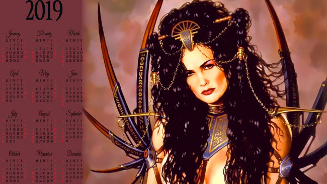 Обои картинки фото календари, фэнтези, женщина, украшение