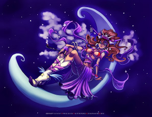 обоя календари, фэнтези, девушка, луна, calendar, 2020