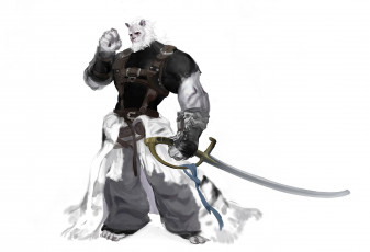 Картинка аниме животные +существа тигр оружие