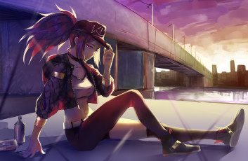 Картинка видео+игры league+of+legends akali мост