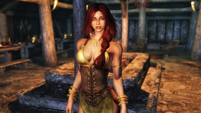 Обои картинки фото видео игры, the elder scrolls v,  skyrim, девушка, наряд