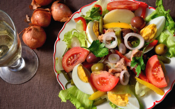 Картинка еда салаты +закуски масло лук салат яйцо помидоры