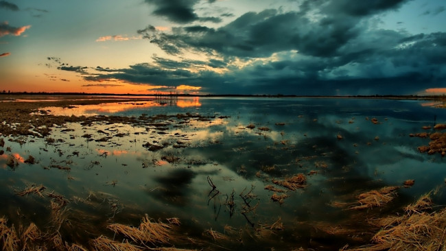 Обои картинки фото природа, реки, озера, небо, болотистая, местность