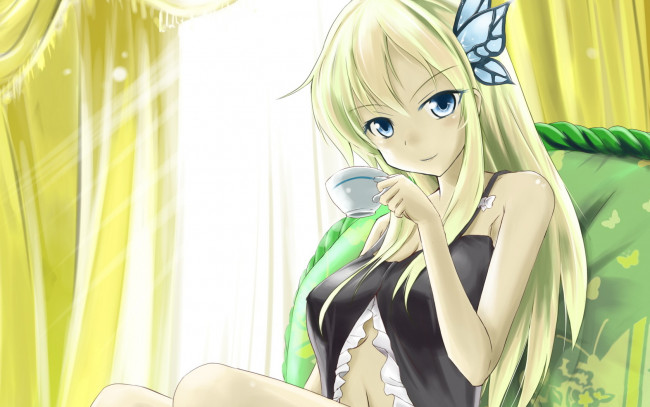 Обои картинки фото аниме, boku, wa, tomodachi, ga, sukunai, чашка, девушка