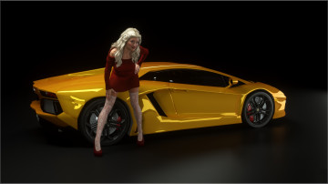 Картинка автомобили 3d+car&girl автомобиль девушка
