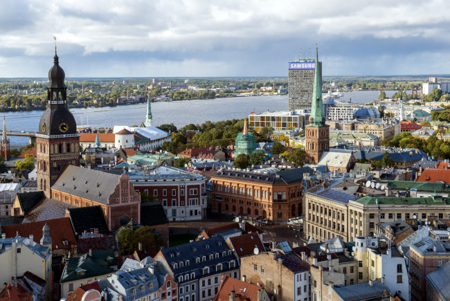 Обои картинки фото города, рига , латвия, панорама