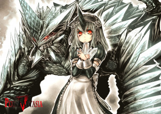 Картинка аниме pixiv+fantasia девушка kotoba noriaki pixiv fantasia арт дракон кристаллы