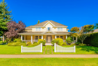 Картинка города -+здания +дома ландшафт дом газон забор особняк деревья