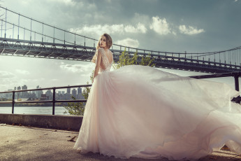 Картинка девушки -unsort+ блондинки мост платье девушка взгляд