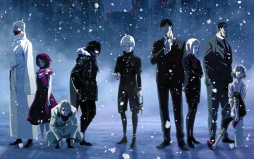 Картинка аниме tokyo+ghoul naki снег eto mado akira suzuya juuzou shinohara yukinori tatara kirishima ayato amon kotaro kaneki ken токийский гуль tokyo ghoul
