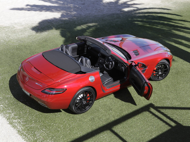 Обои картинки фото автомобили, mercedes-benz, r197, au-spec, roadster, amg, sls, 63, красный