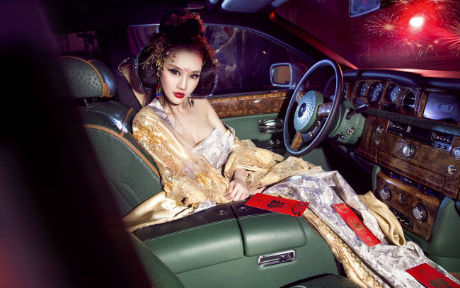 Обои картинки фото автомобили, -авто с девушками, девушка, взгляд, фон, автомобиль, азиатка