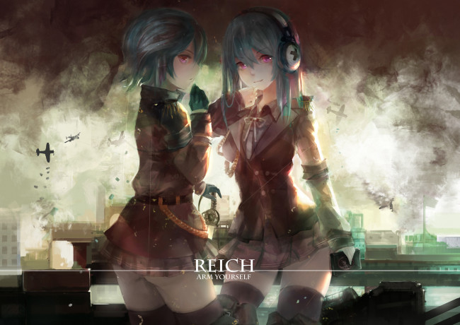 Обои картинки фото аниме, оружие,  техника,  технологии, magician, zhan, jian, shao, nyu, bismarck, девушки, арт, artist