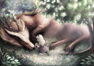 Картинка аниме животные +существа девочка животное