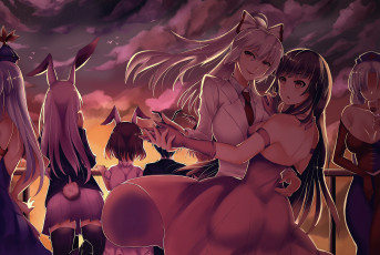 Картинка аниме touhou взгляд фон девушки