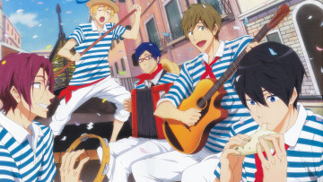 Картинка аниме free гитара парни