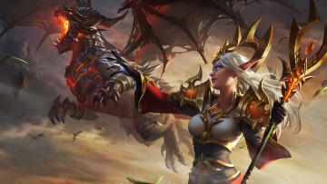 Картинка фэнтези красавицы+и+чудовища магия девушка дракон fantasy арт xiaoguang sun