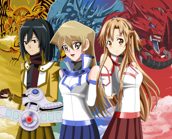 Обои картинки фото аниме, unknown,  другое, фон, взгляд, девушки