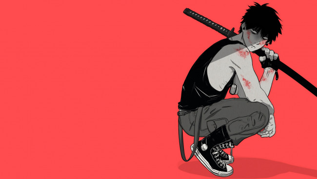 Обои картинки фото аниме, gangsta, меч, парень, арт, николас