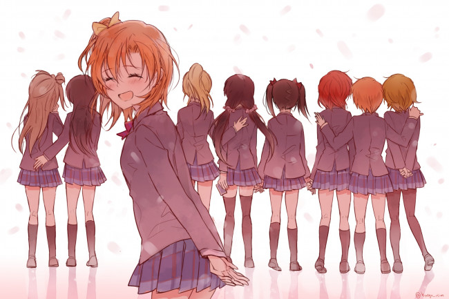 Обои картинки фото аниме, love live,  school idol project, девочки, арт